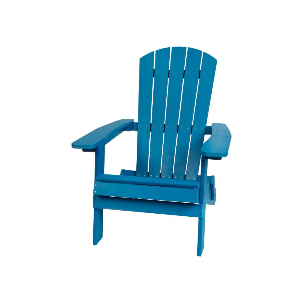 All-Weather Poly Resin Indoor/Outdoor Folding Adirondack Chair in Blue