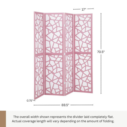 Aurra 4-Panel Wood Room Divider, Folding Portable Partition Screen