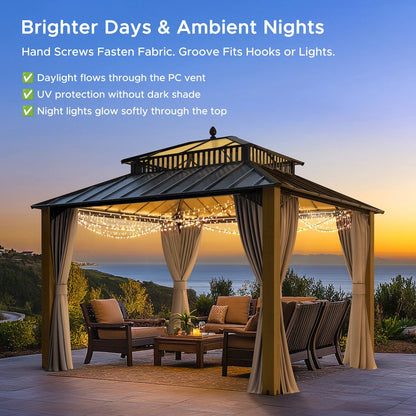 12 ft. x 10 ft. Kingston Extra-Tall, Wide Hardtop Wood Gazebo