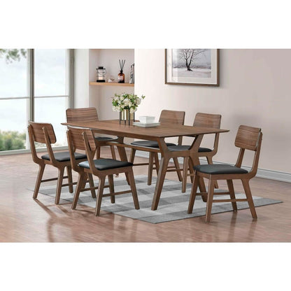 Thea Wood Back Side Chair with Black Seat (Set of 2), Walnut