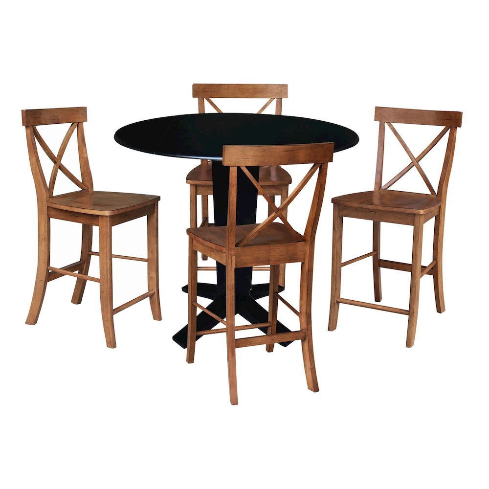 42 in Counter Height Dining Table with 4 Stools - 5 Piece Set