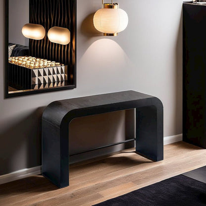 Sleek Curved Black Console Table for Contemporary Entryways and Living Spaces