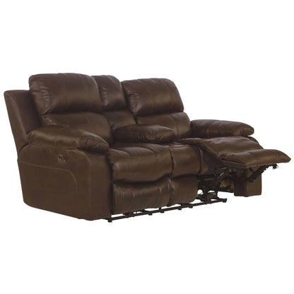Positano Italian Top Grain Leather Match Power Reclining Console Loveseat