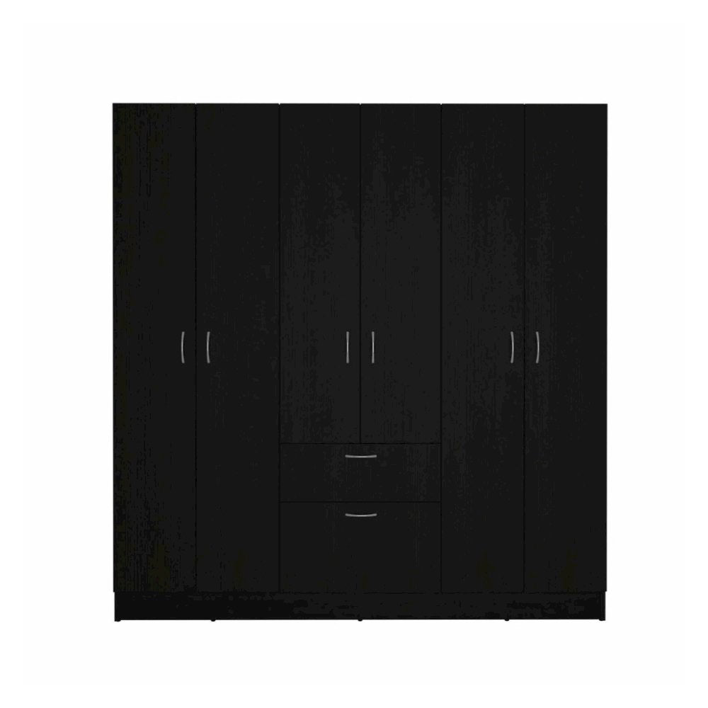 Mitu six Doors Armoire Black / White MDF