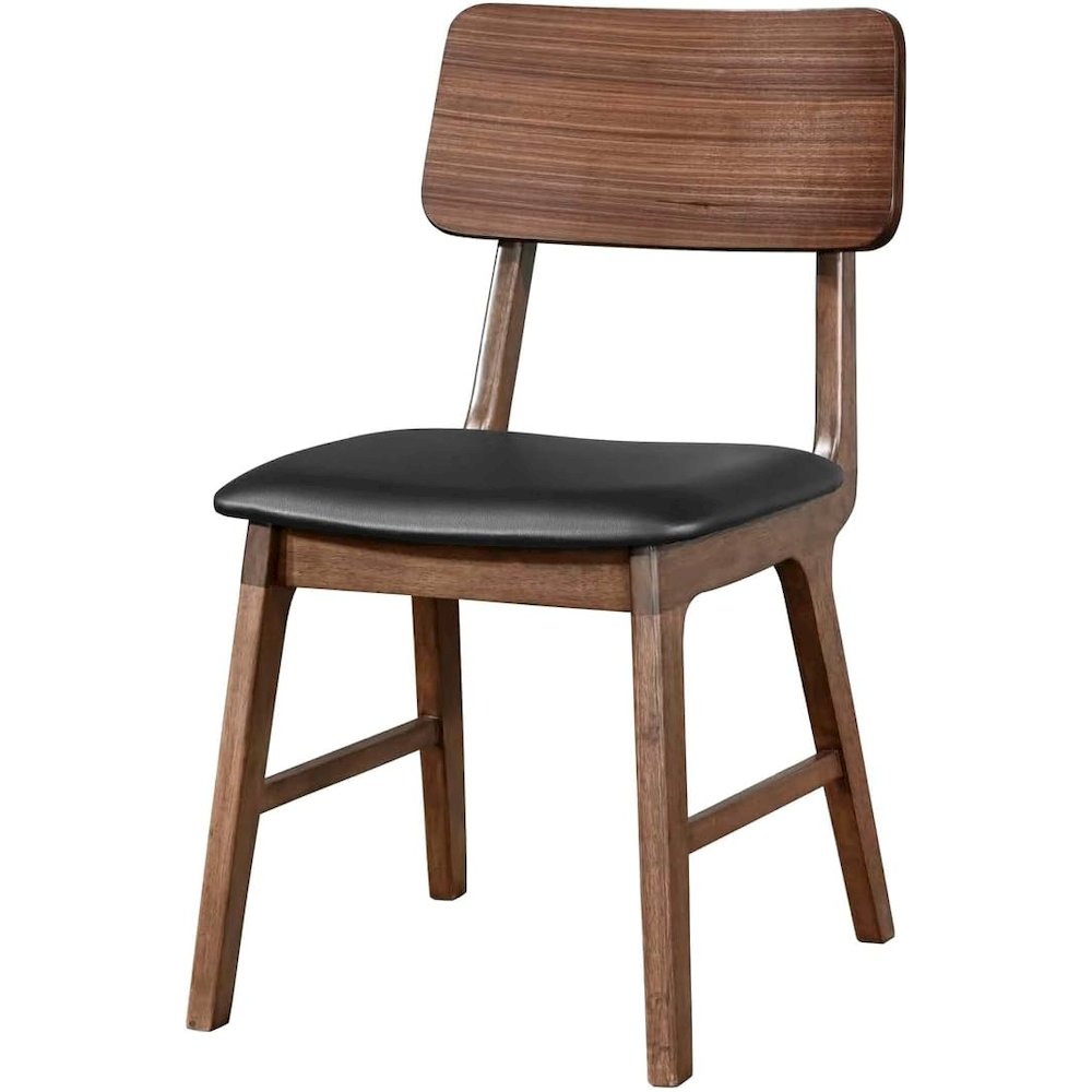 Thea Wood Back Side Chair with Black Seat (Set of 2), Walnut