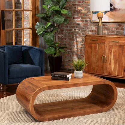 The Wood Cocktail Table Brown Wood 51x23x18" Modern Style