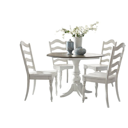5 Piece Drop Leaf Table Dining Room Set with 4 Ladder Back Side Chairs