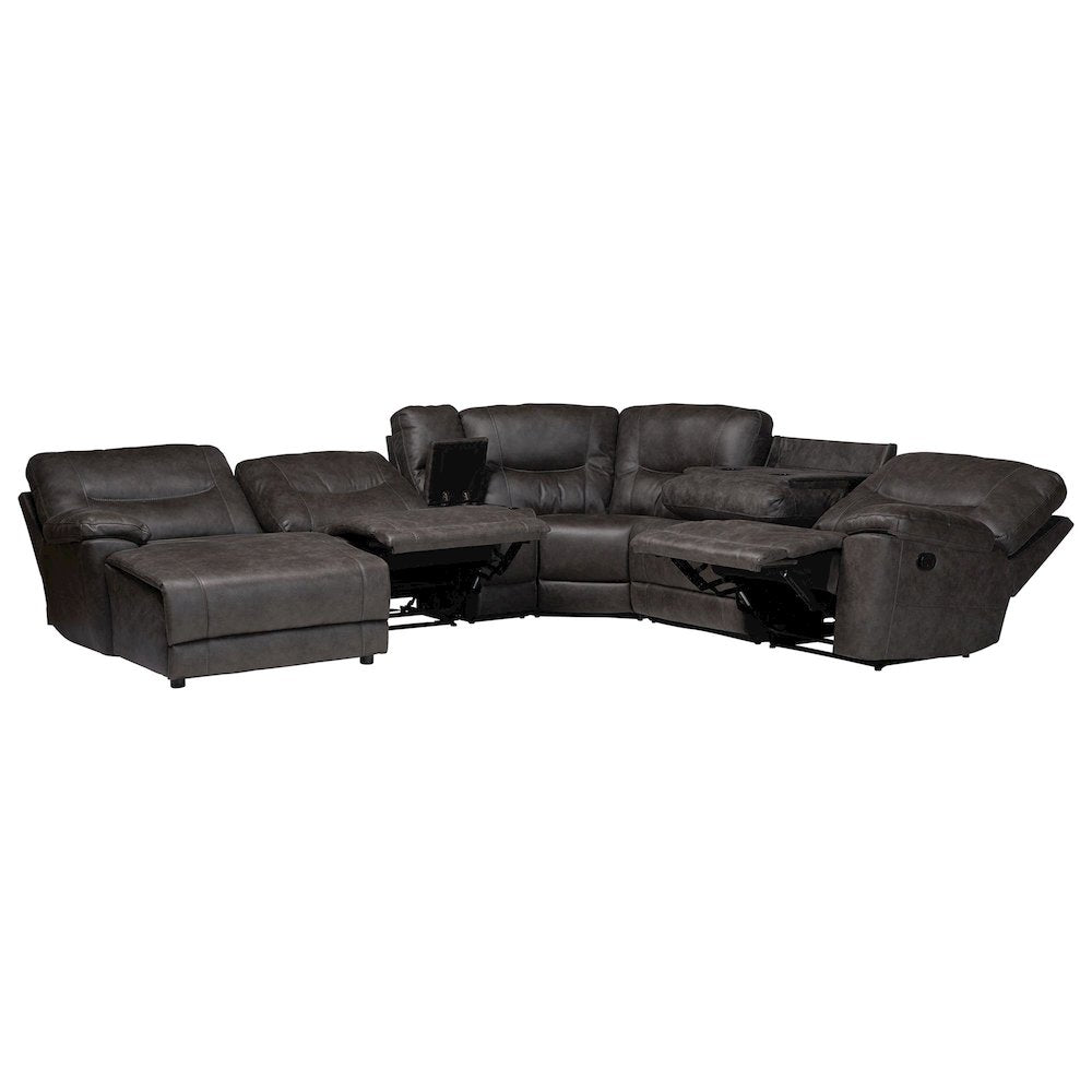 6-Piece Reclining Sectional Sofa with Left-facing Chaise Lounge with Storage