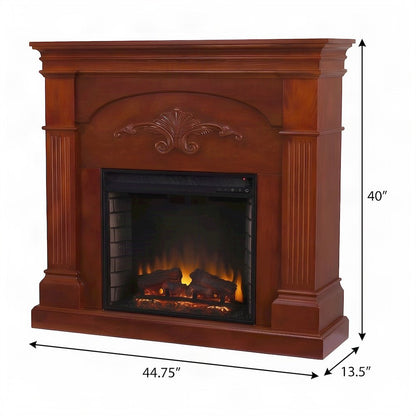 FurniFact Electric Fireplace with Mantel, Remote Control, and LED Flames