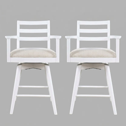 Axis Mid-Century Modern Upholstered Ladderback Swivel Barstool - Set of 2
