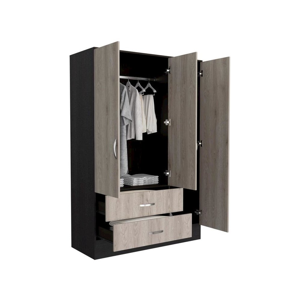 Bolton 120 Mirrored Armoire Black / Light Gray MDF