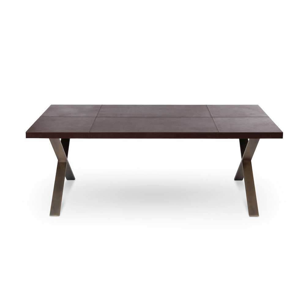 Rhodes Leather and Brass Dining Table