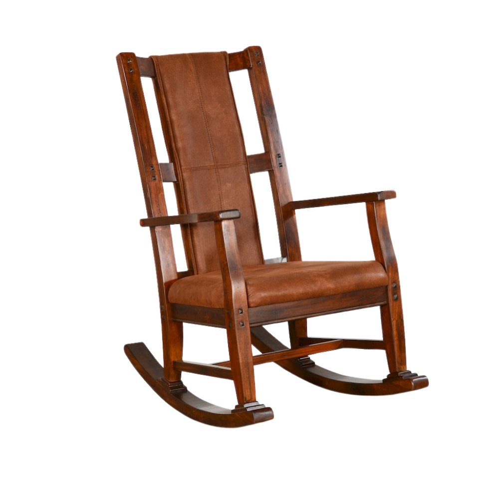 Solid Wood Rocking Chair with Cushion Seat & Back, Dark Chocolate Finish