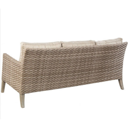 Cornwall Woven Wood Deep Seating Conversation Set with Sunbrella Cast Shale Cushions