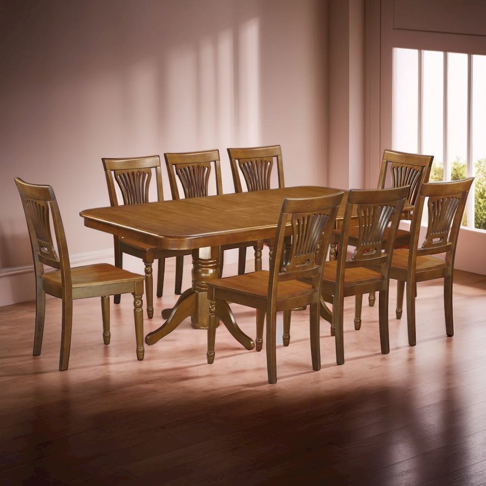 Elegant 9 Piece Dining Table Set for 8 with Extendable Wood Table