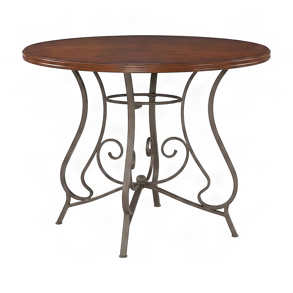 Steel and Wood Pub Dining Table with Diamond-Patterned Chairs, 5 Piece Set