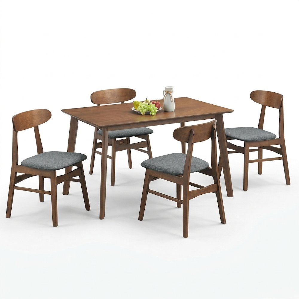 Furniture Morocco 5-Piece Wood Dining Set in Dark Gray