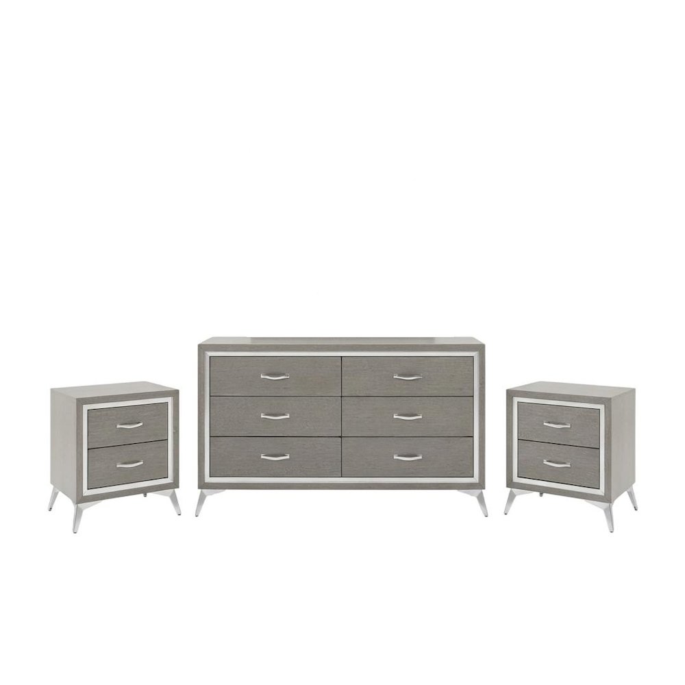 Huxley 3-Pc Wood Bedroom Set with Dresser in Gray