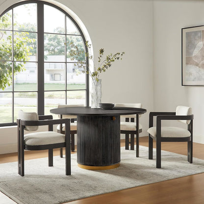 Tappelle Mid-Century Modern Fully Assembled Dining Arm Chairs, Set of 2, Black