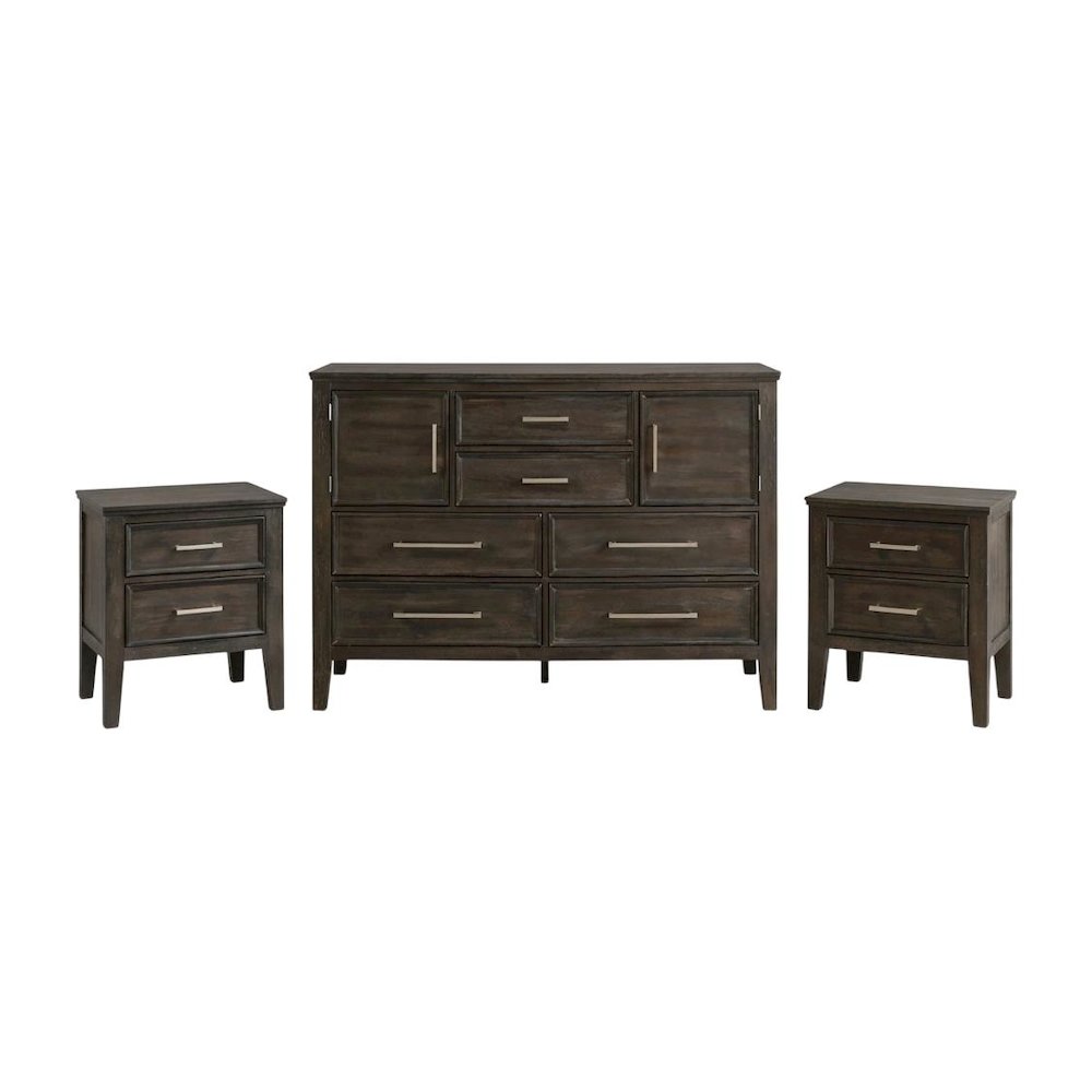 Andover 3-Pc Wood Bedroom Set with Dresser in Nutmeg