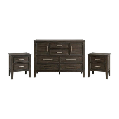 Andover 3-Pc Wood Bedroom Set with Dresser in Nutmeg
