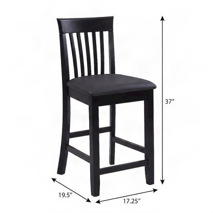 Craftsman Counter Stool with Mission Slat Back for Kitchen Island, Black