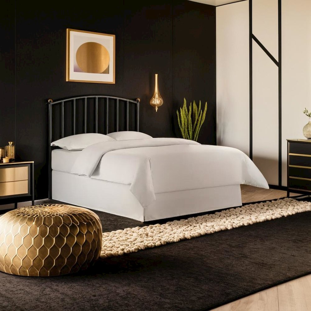 Sleek Black Steel Headboard Designed for Full and Queen Bed Frames