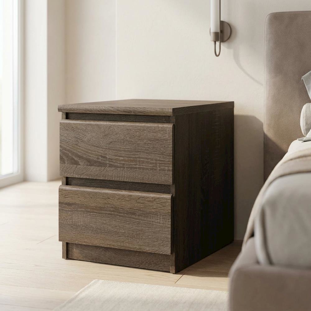 Brown 2 Drawer Nightstand - Stylish Night Stand with Drawers for Bedroom