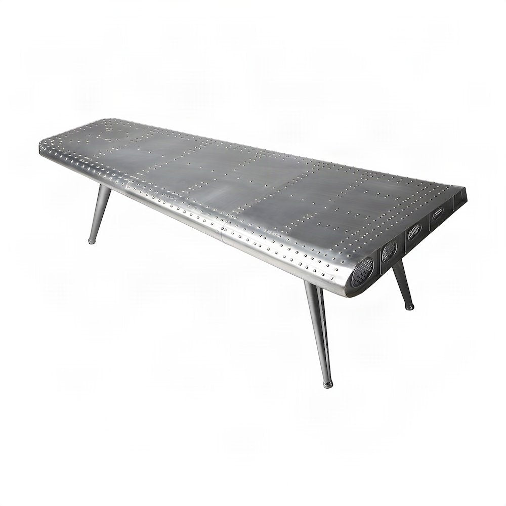 Silver Aviation Coffee Table, Airplane Desk with Iron and Wood Solids