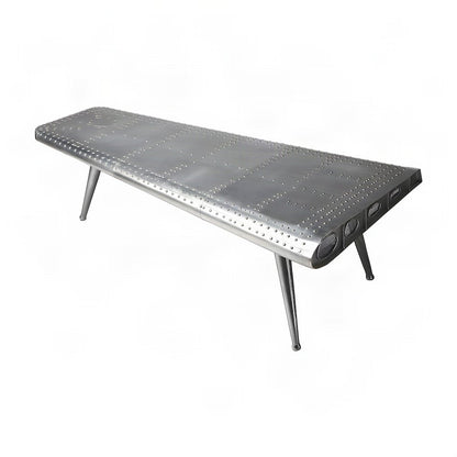 Silver Aviation Coffee Table, Airplane Desk with Iron and Wood Solids