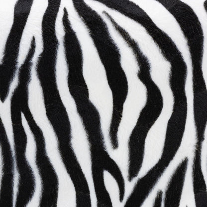Zebra-print Patterned Fabric Brown Faux Leather Upholstered Accent Stool