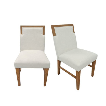 Modern Rustic Oak Side Chairs Set of 2 with Upholstered Seats and Durable Frame