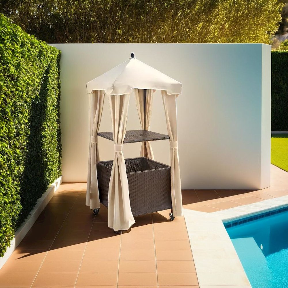 Stylish Beige Outdoor Wicker Towel Valet with Weather-Resistant Features