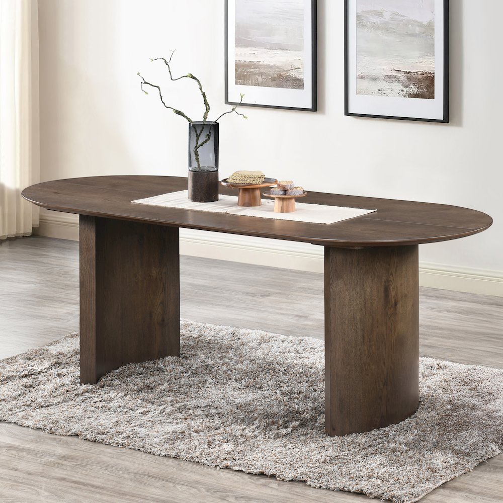 Kody Wood Oval Dining Table in Dark Walnut