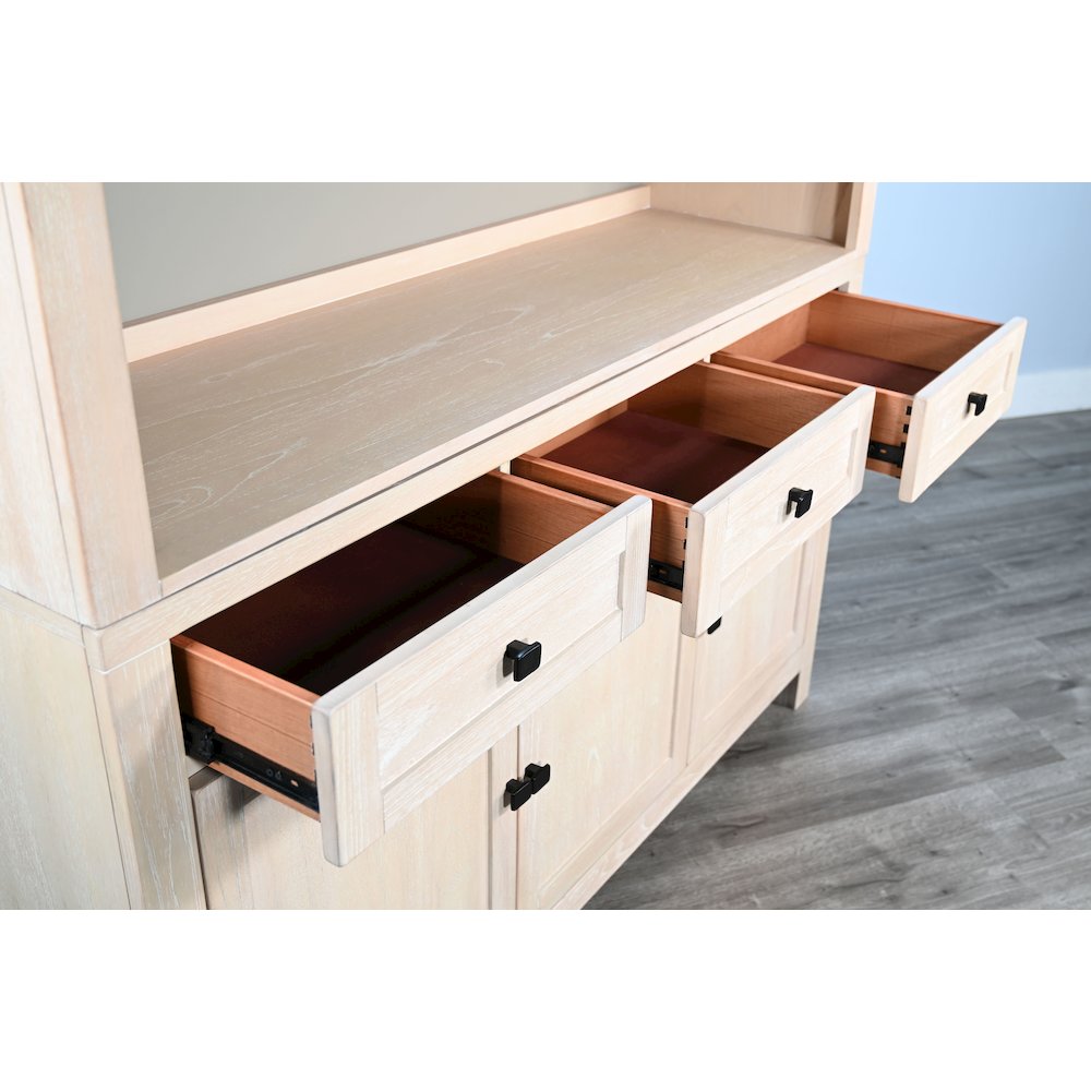 Arched Wood Bar Hutch with Glass Storage