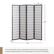 Japp 4 Panel Oriental Shoji Screen / Room Divider, Black