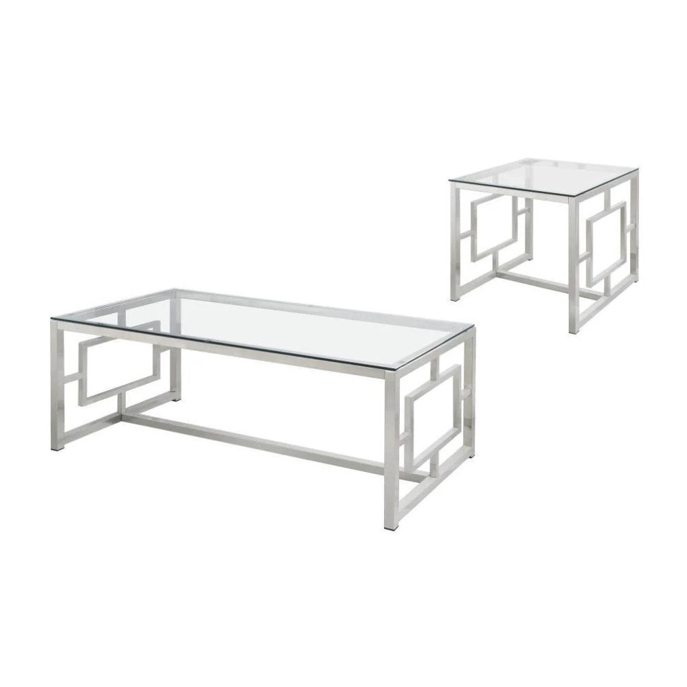 Merced 2-piece Rectangular Coffee and End Table Set Nickel