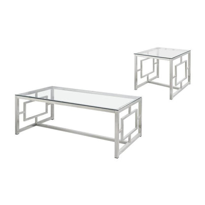 Merced 2-piece Rectangular Coffee and End Table Set Nickel