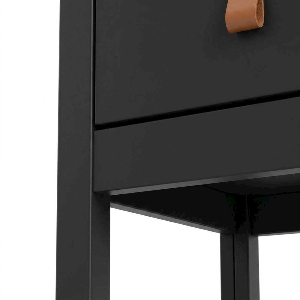 Stylish Black Matte Nightstand with Two Drawers for Modern Bedrooms