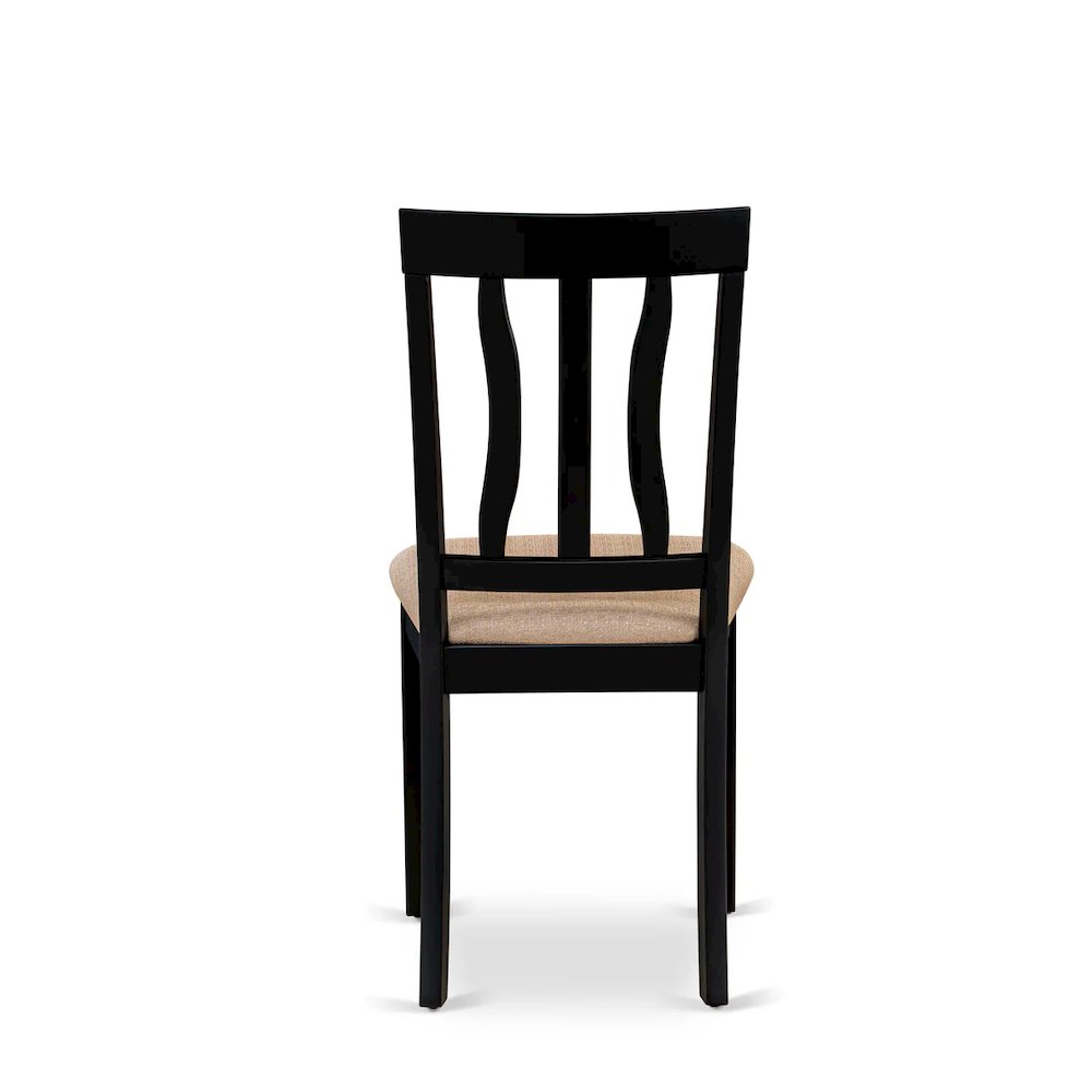 Antique Dining Chairs - Linen Fabric Upholstered Wood Chairs, Set of 2
