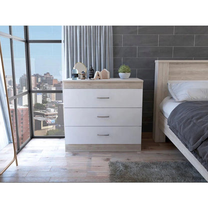 Melia Three Drawer Dresser Light Gray / White MDF