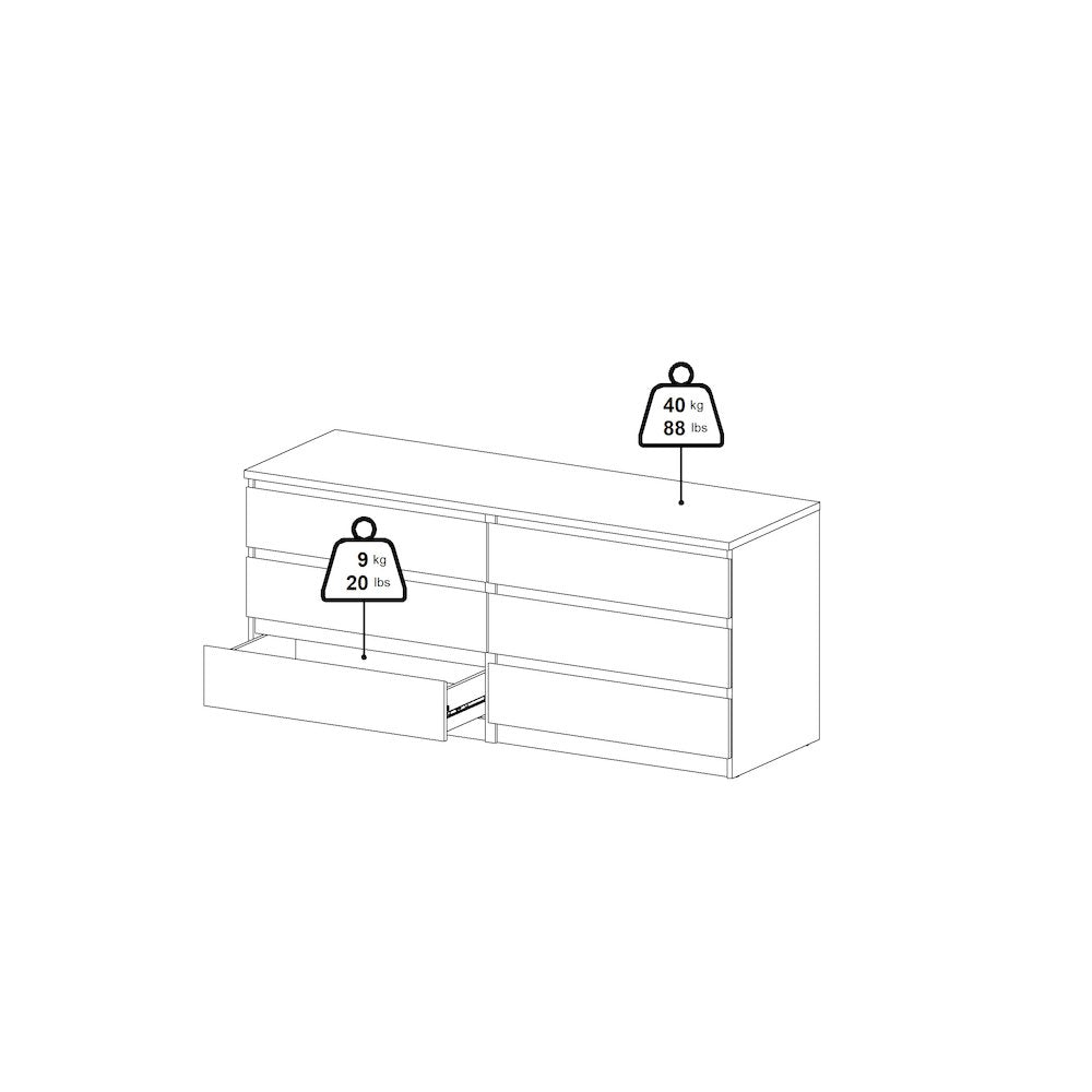 Scottsdale 6 Drawer Double Dresser, Black Matte