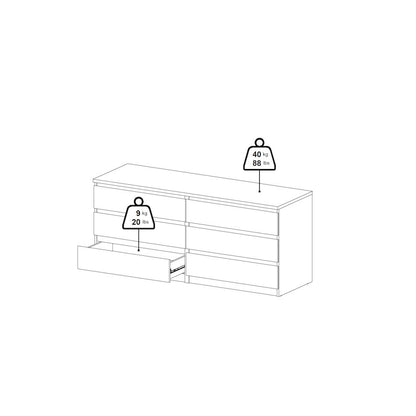 Scottsdale 6 Drawer Double Dresser, Black Matte