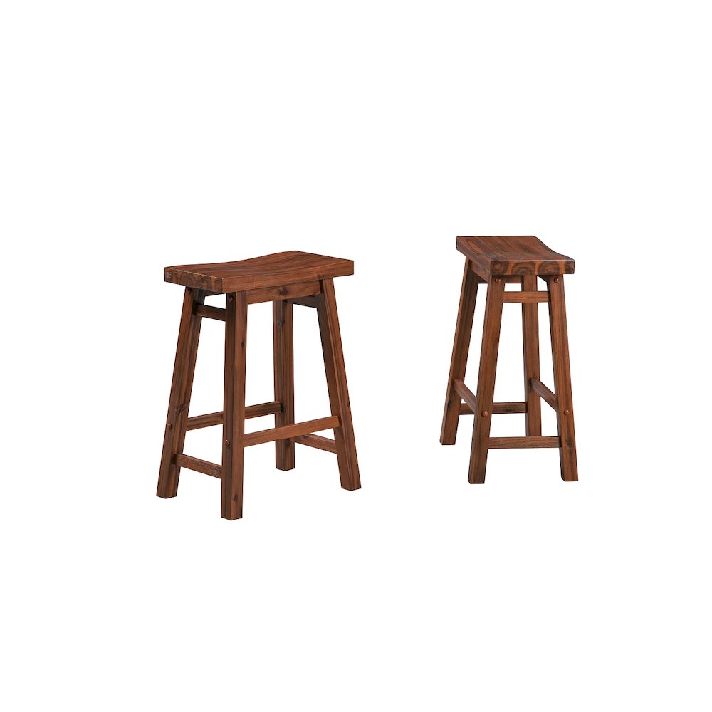 Sonoma Backless Saddle Counter Stools - Chestnut Wire-Brush - Set of 2