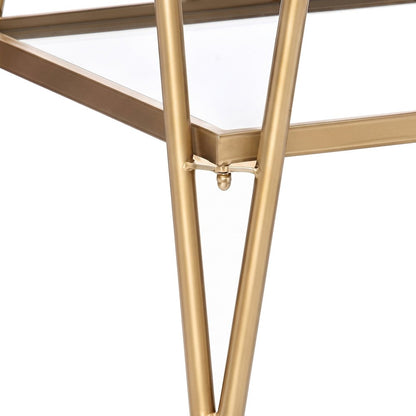 FurniFact Small Bar Cart with Tubular Steel Frame and Rolling Wheels, Gold