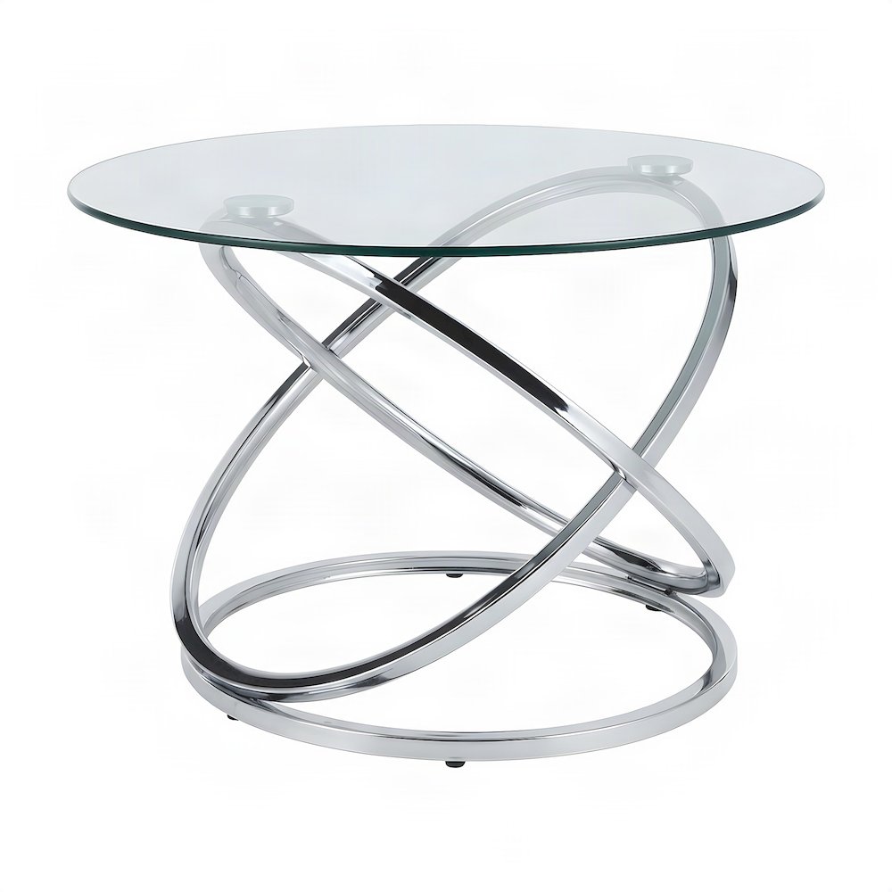 Metal and Glass-Top Nesting Cocktail and Round End Table Set of 3