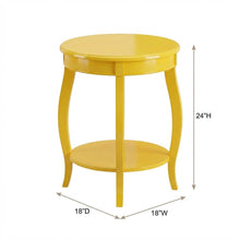 Yellow Round Coffee Table with Shelf and Modern Design