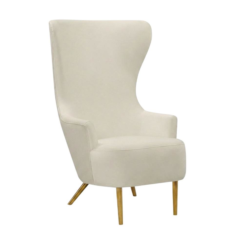 Cream Wingback Armchair with Padded Upholstery and Stylish Design
