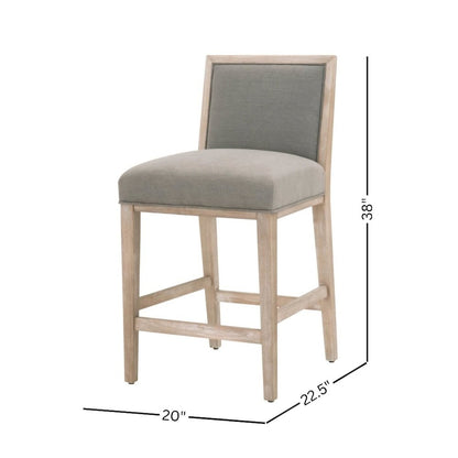 Gray Task Stool 2-Piece Set, Upholstered, Rubberwood Frame