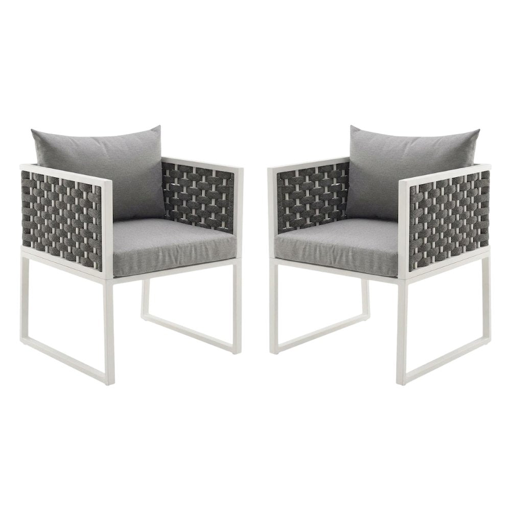 Aluminum Outdoor Dining Armchair Set Of 2 With Cushioned Seating